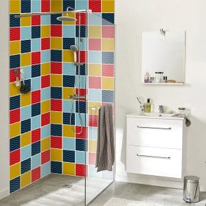 panneau mural douche carreaux pop art