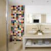 Crédence design salle de bains, pano deco carreaux de couleurs