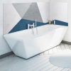 panneau décoratif, habillage mur salle de bains, panodeco aspect matière, modèle peinture bleue