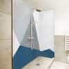 Rénovation salle de bains, baignoire et douche sans joint, crédence pano-deco peinture bleue