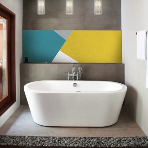 crédence baignoire peinture tricolore