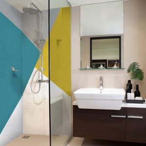 panneau mural douche peinture tricolore