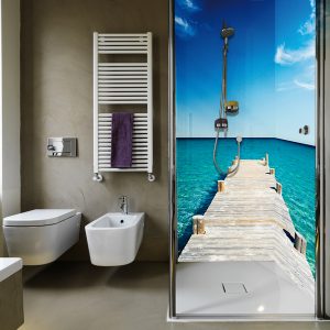 panneau mural douche lagon infini