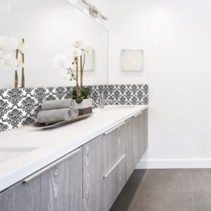 panneau mural salle de bains baroque noir et blanc