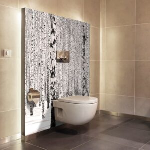 panneau mural salle de bains forêt de bouleaux