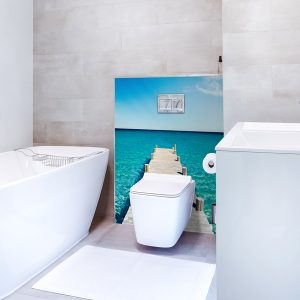 panneau mural salle de bains lagon infini