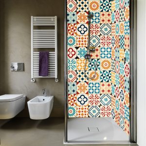 Panneau mural douche carreaux colorés