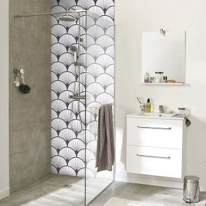 panneau mural douche seigaiha