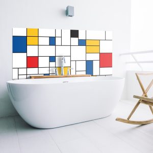 Crédence baignoire motif géométrique abstrait