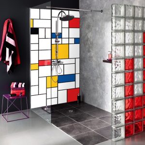 panneau mural douche motif géométrique abstrait