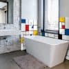 panneau mural, habillage mur salle de bains, panodeco urban chic, modèle Mondrian
