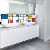 Crédence vasque Mondrian bleue jaune et rouge