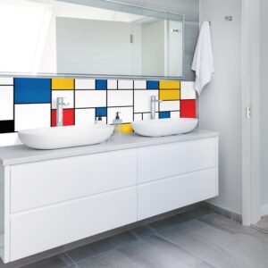 panneau mural salle de bains motif géométrique abstrait