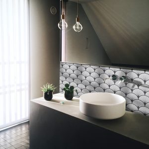 panneau mural salle de bains seigaiha