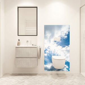 panneau mural salle de bains ciel bleu