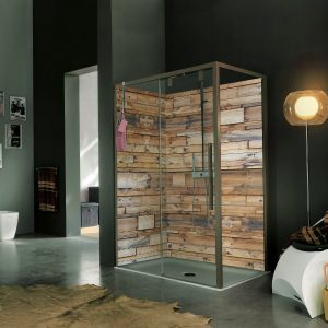 panneau mural douche bois naturel