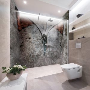 panneau mural douche papillons