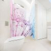 Rénovation salle de bains, baignoire et douche sans joint, crédence aluminium composite rosée matinale