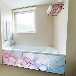 panneau mural salle de bains rosée matinale