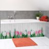 Tablier de baignoire décor Tulipes Shabby Chic, panneau collé salle de bains, panodeco nature