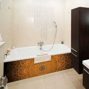 panneau mural salle de bains mandala orange