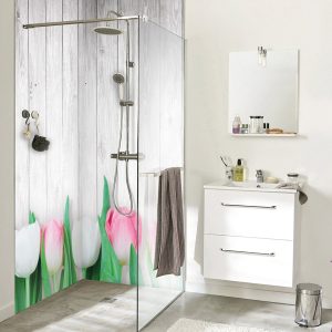 panneau mural douche tulipes shabby chic