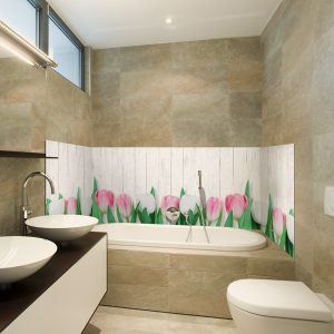 crédence baignoire tulipes shabby chic