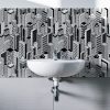 revêtement décoratif aluminium composite, décor mural skyscraper salle de bains