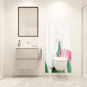 panneau mural salle de bains tulipes shabby chic