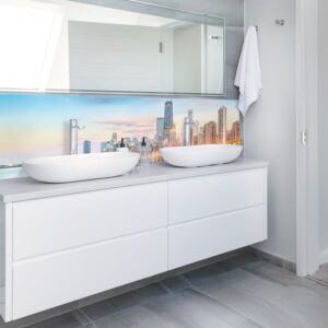 panneau mural salle de bains décor urbain