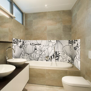 crédence baignoire illustration printanière