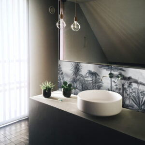 panneau mural salle de bain décor végétal
