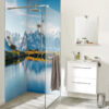 Habillage mural pour la douche, photographie Mont Blanc, sur mesure