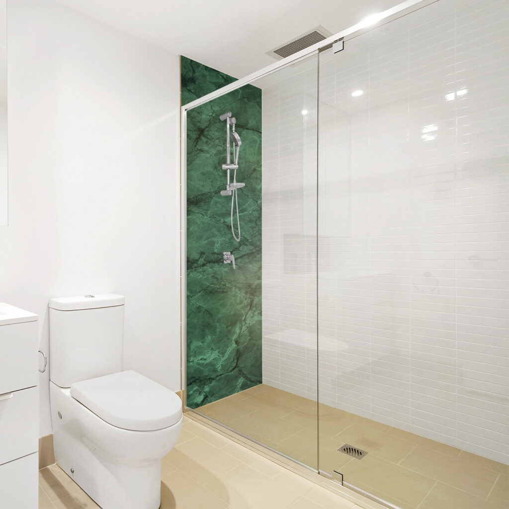 Panneau de douche effet marbre vert émeraude, 1 panneau